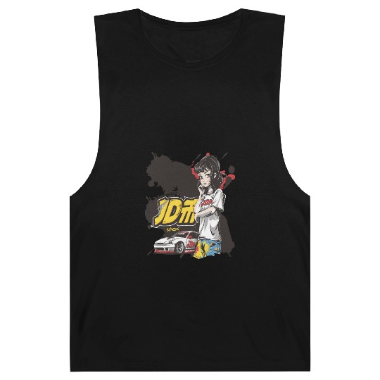 Cute Anime Girl JDM Car Street Racer Barnard Tanks