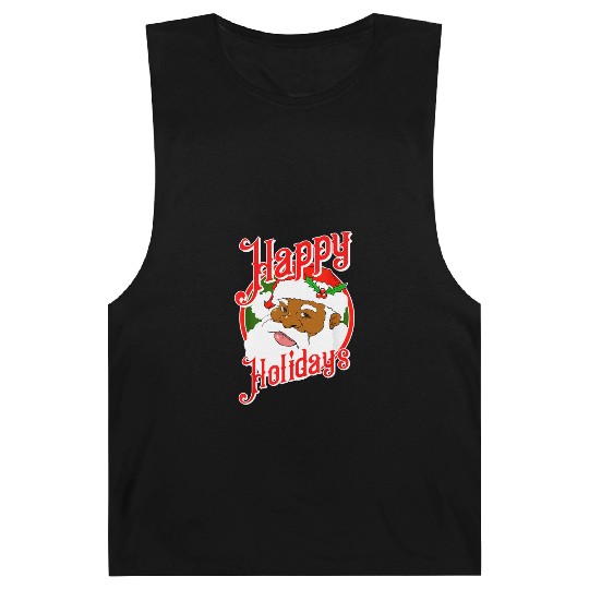 Happy Holidays African American Black Santa Claus Barnard Tanks