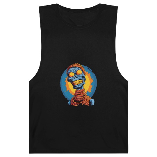 Blue and Funny Cartoon Skeleton Skull Mummy Barnard Tanks