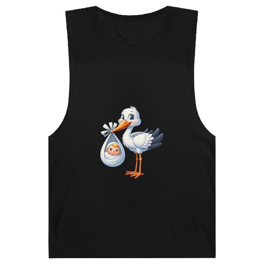 Adorable Stork with Newborn Baby Illustration - Barnard Tanks