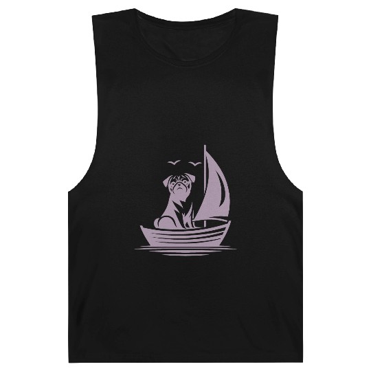 Pug silhouette sailboat minimalist Barnard Tanks