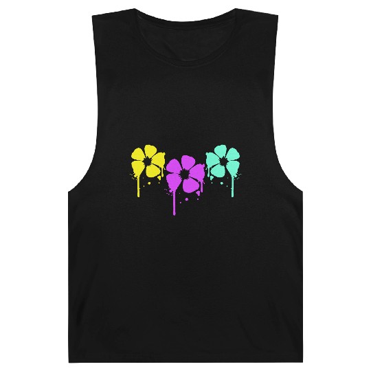 Flowers Colorful Graffiti Drop Spray Spring Summer Barnard Tanks