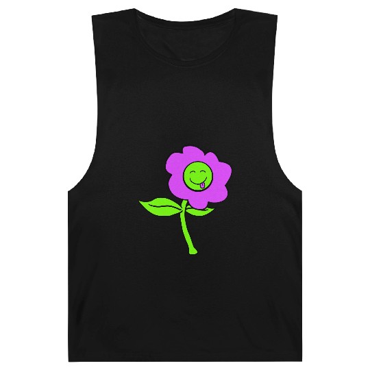 Purple Flower Spring Summer Nature Funny Face Fun Barnard Tanks