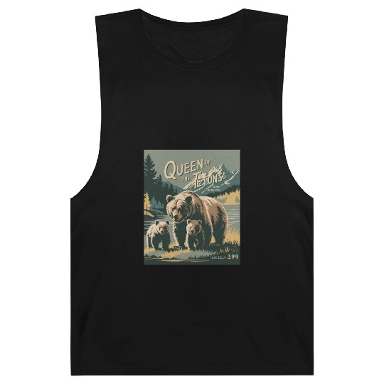 Queen of the Tetons Grizzly 399 Vintage Nature Art Barnard Tanks