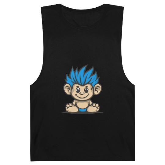 Blue Haired Cute Chibi Monkey Barnard Tanks