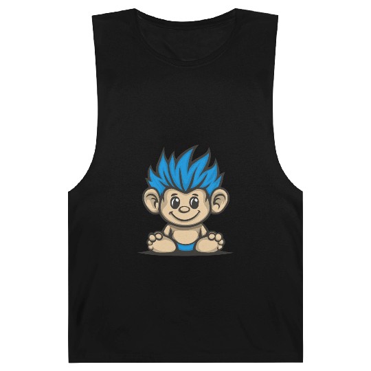 Blue Haired Cute Chibi Monkey Barnard Tanks