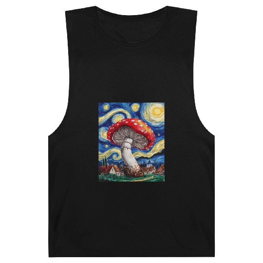 Starry Night Mushroom: Surreal Watercolor Dreamsca Barnard Tanks