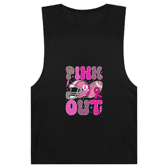 Pink Out Breast Cancer Football Mom Girls Women Barnard Tanks