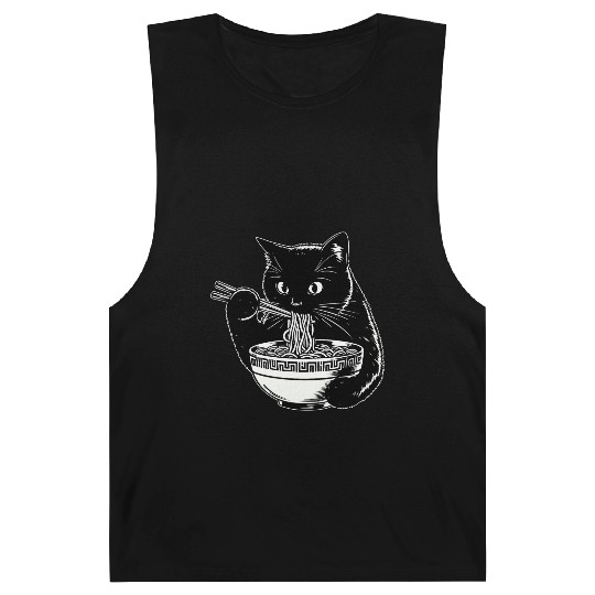 Cat Eating Ramen Noodles Japanese Funny Barnard Tanks