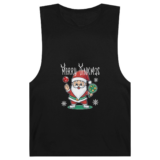 Merry Dinkmas Christmas Pickleball Santa Barnard Tanks