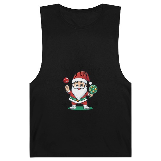 Merry Dinkmas Christmas Pickleball Santa Barnard Tanks
