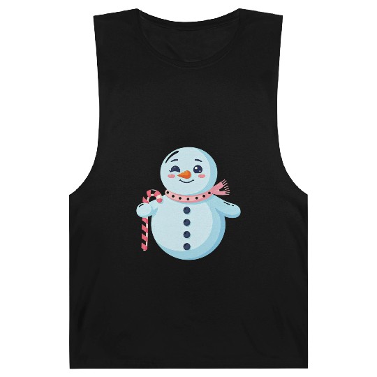 Whimsical Snowman with Candy Cane Barnard Tanks