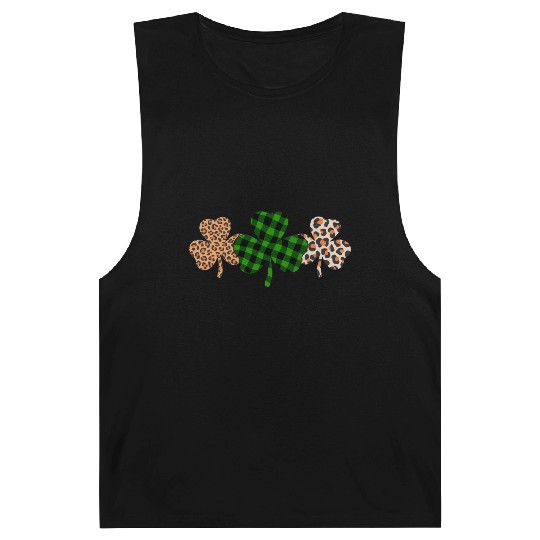 St Patricks Day Lucky Irish Green Plaid Shamrock Barnard Tanks