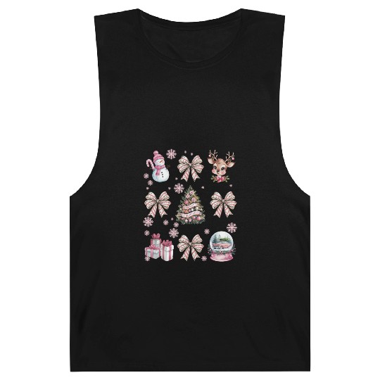 Christmas Coquette Bow, Cute Christmas Snowman Barnard Tanks