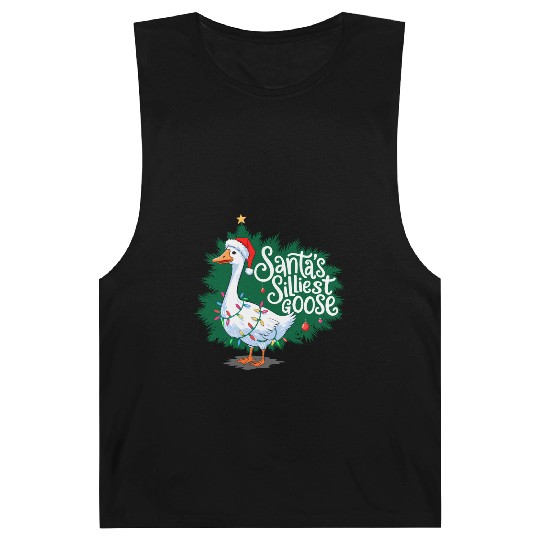 Santa s silliest goose Funny Christmas Family Barnard Tanks