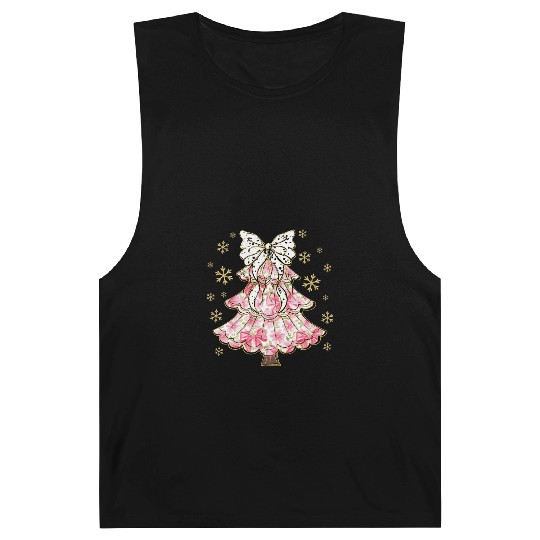 Preppy Pink Coquette Bow Xmas Tree Barnard Tanks