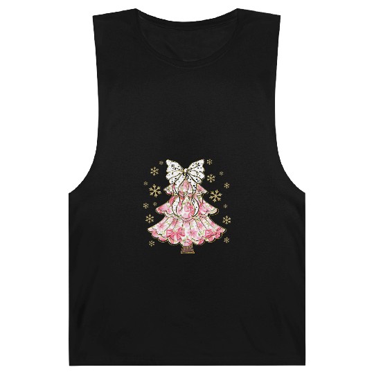 Preppy Pink Coquette Bow Xmas Tree Barnard Tanks