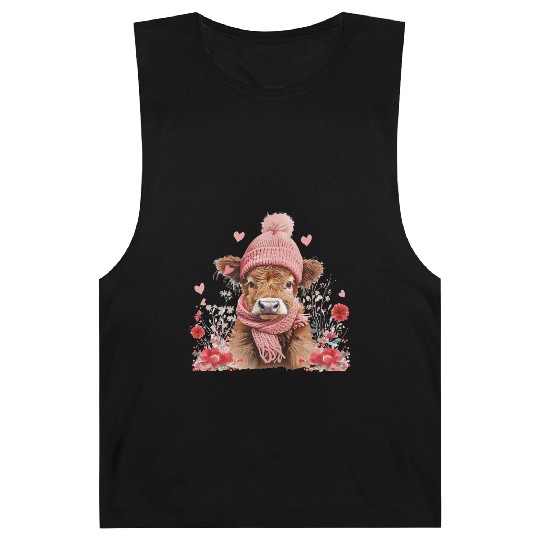 Cute Highland Cow Valentines Day Barnard Tanks