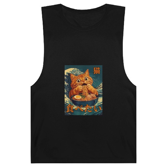 Cat Ramen Japanese Graphic Art Kids Men Women Fun Barnard Tanks