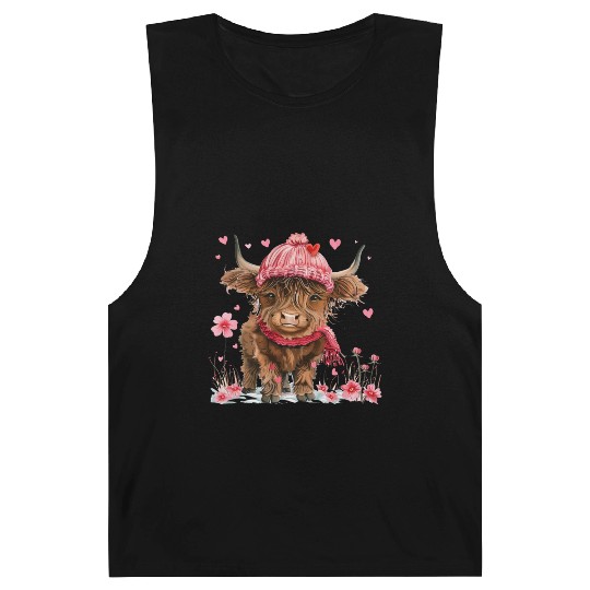 Cute Highland Cow Valentines Day Barnard Tanks