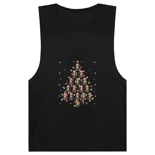 Monkey Santa Christmas Tree Lights Ugly Sweater Barnard Tanks