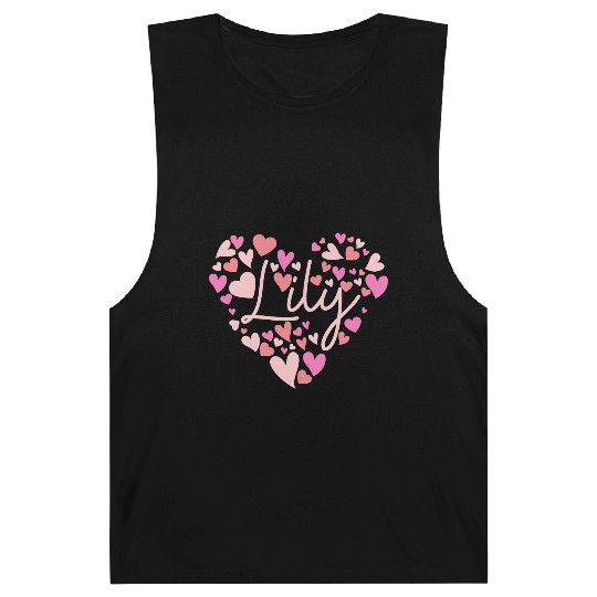 I love Lily hearts in Green Barnard Tanks