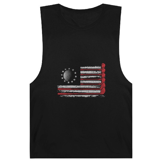 Patriotic American Golfer USA Flag Golf Club Golf Barnard Tanks