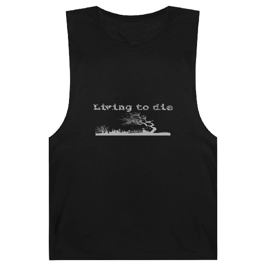 Graveyard shilouet typography Living to die Barnard Tanks