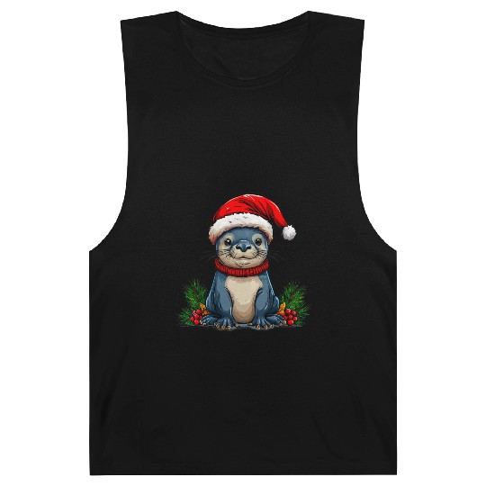 Festive Otter with Santa Hat Barnard Tanks