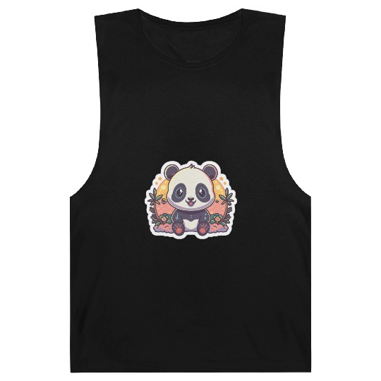 Cute Panda Fantasy Illustration Minimalist Panda Barnard Tanks