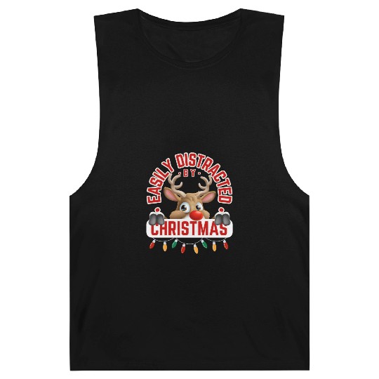 Reindeer in red distracted by Christmas Fun! Barnard Tanks