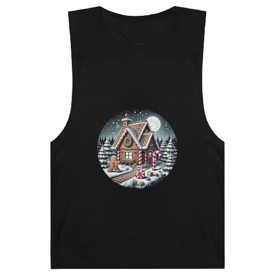 Christmas Gingerbread House with Candy Canes Barnard Tanks