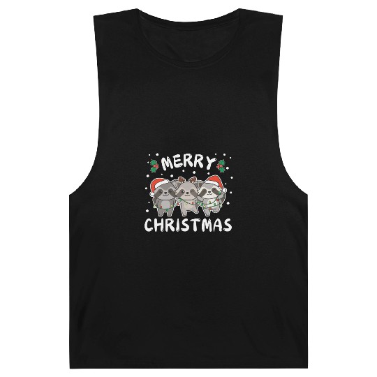 Merry Christmas Cute Raccoon Festive Lights Barnard Tanks