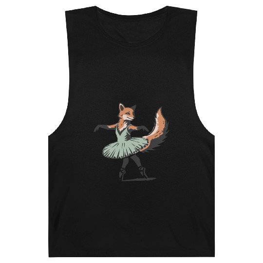 adorable stencil style fox in ballet dress Barnard Tanks