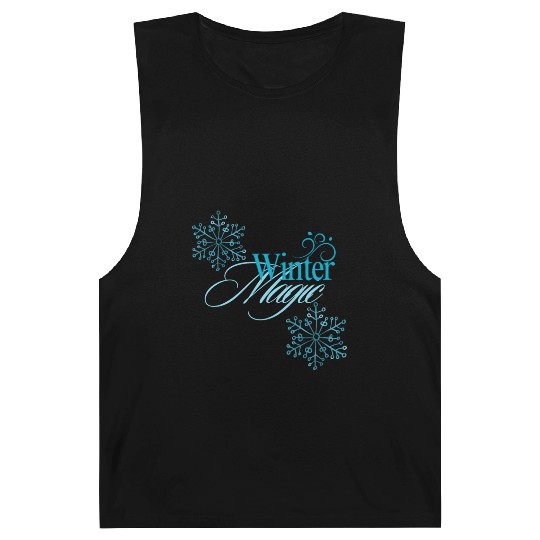 Winter Magic Text with Blue Snowflakes Design" Barnard Tanks