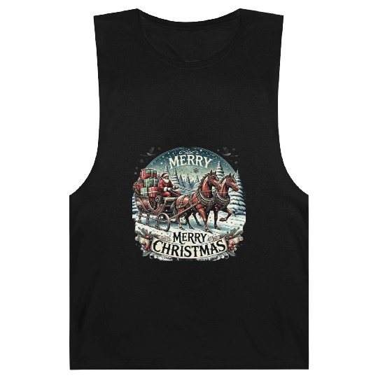 Vintage Sleigh Ride - Whimsical Christmas Magic Barnard Tanks