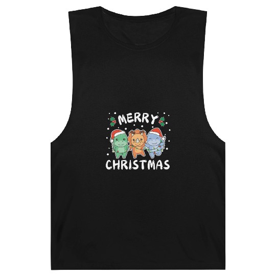 Merry Christmas Cute Dino Festive Lights Dino Barnard Tanks