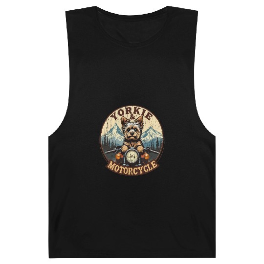 Retro Yorkie And Motorcycle Dog Lovers Funny Motor Barnard Tanks