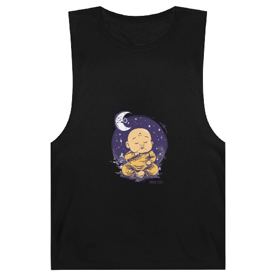 Sleepy Baby Buddha with Moon and Stars Barnard Tanks