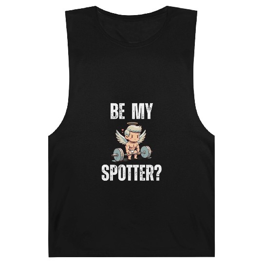 Be my spotter? funny Valentine's day muscle cupid Barnard Tanks