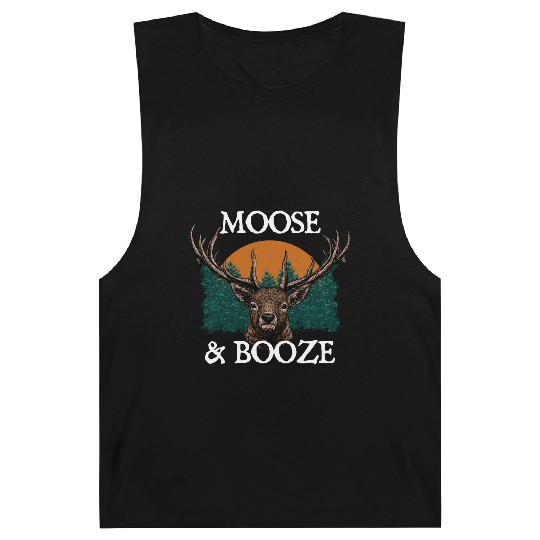 Moose and Booze Deer Hunting Elk Hunter Drinking Barnard Tanks