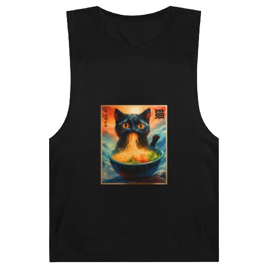 Cat Ramen Japanese Kawaii Cat Anime Funny Ramen Ca Barnard Tanks
