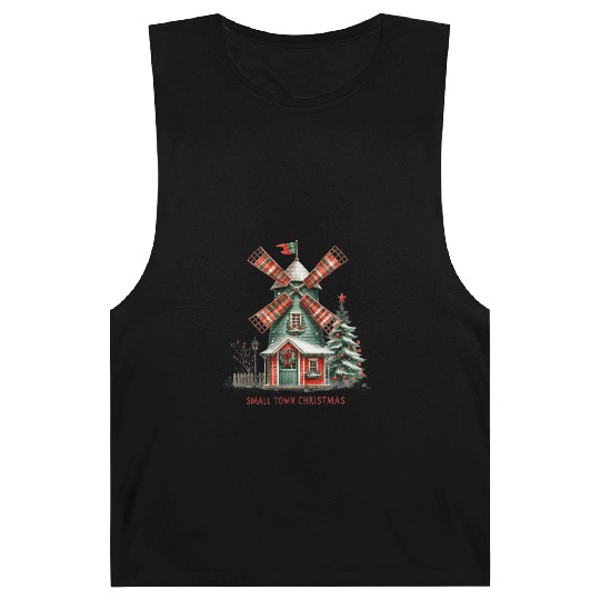 Small Town Christmas Plaid Windmill Barnard Tanks