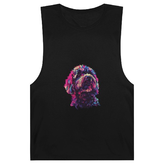 Watercolor Colorful Labradoodle Barnard Tanks