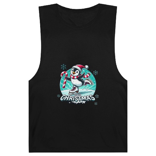 Penguin Ice Skating Christmas Fun Barnard Tanks