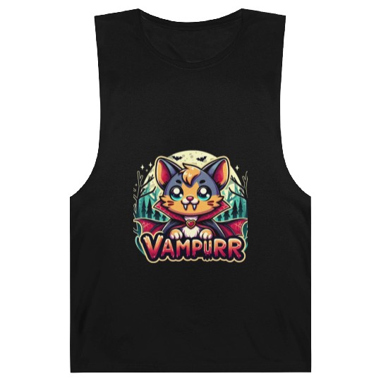 Cute Vampire Cat Halloween Design Barnard Tanks