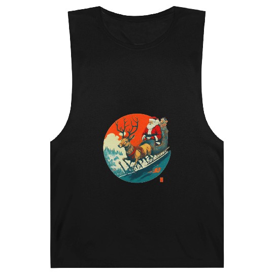 Santa Claus Flying Reindeer Christmas Festive Barnard Tanks