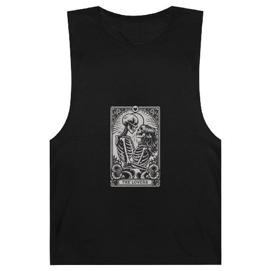Vintage Gothic Skeleton Couple Tarot Card with Barnard Tanks