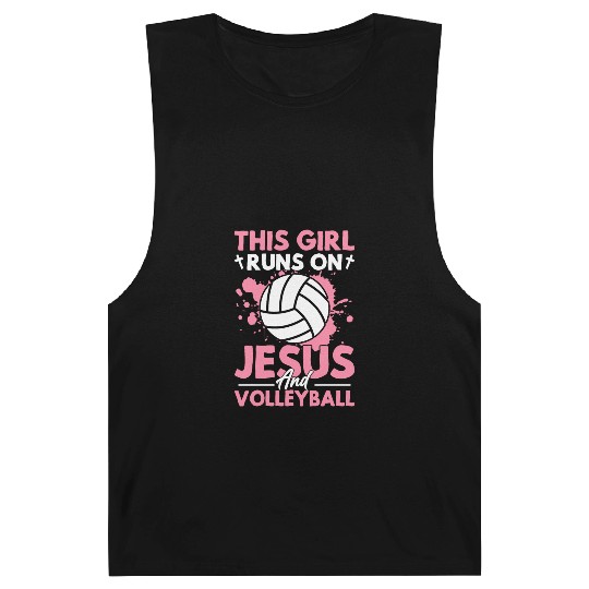 This Girl Runs On Jesus And Volleyball Player Barnard Tanks