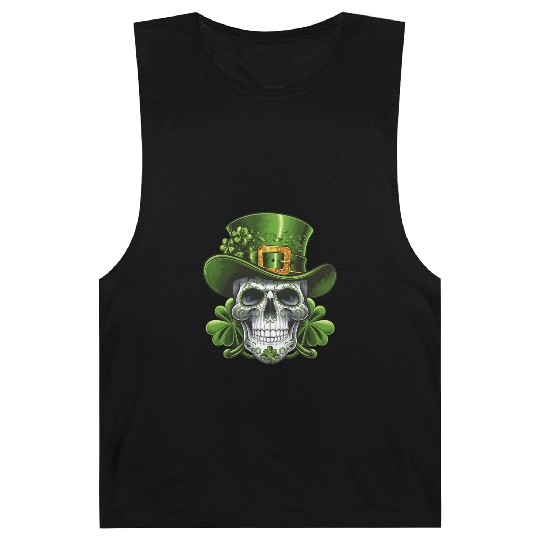 Sugar Skull St Patrick's Day Shamrock Barnard Tanks